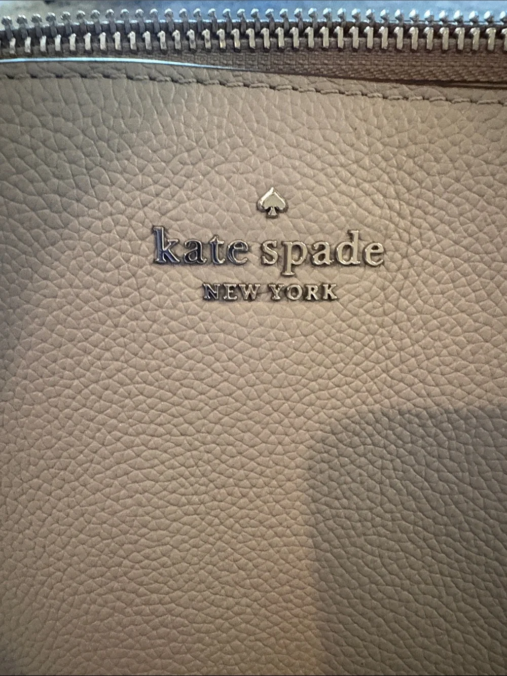 Kate Spade Monet Large Triple Compartment Tote Gray Pebbled Leather Shoulder Bag